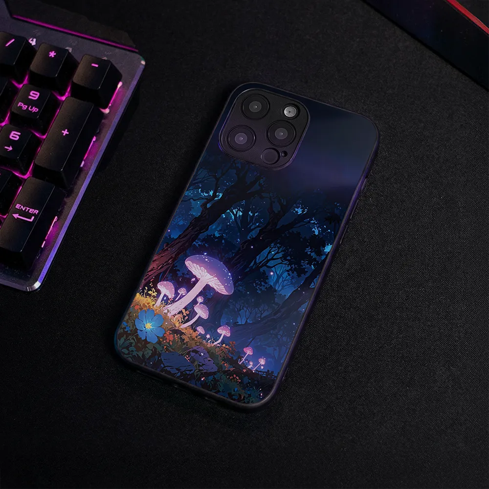 Glass Phone Case Purple Mushroom - Image 4