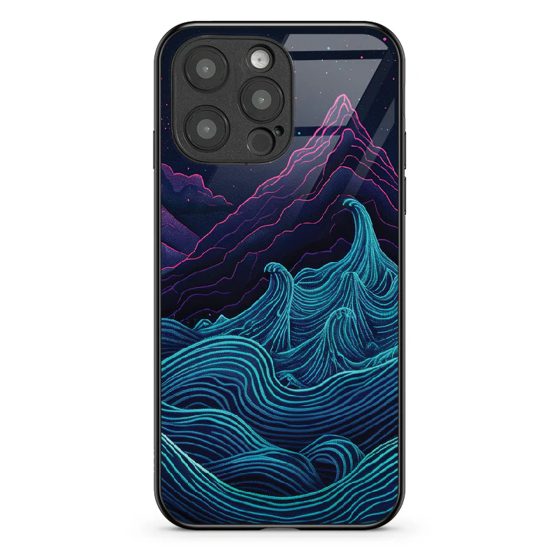 Glass Phone Case Retrowave Mountains - Image 56