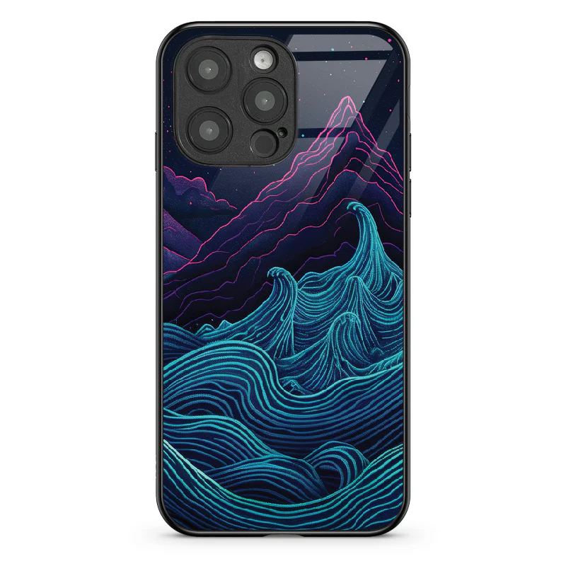 Glass Phone Case Retrowave Mountains - Image 81